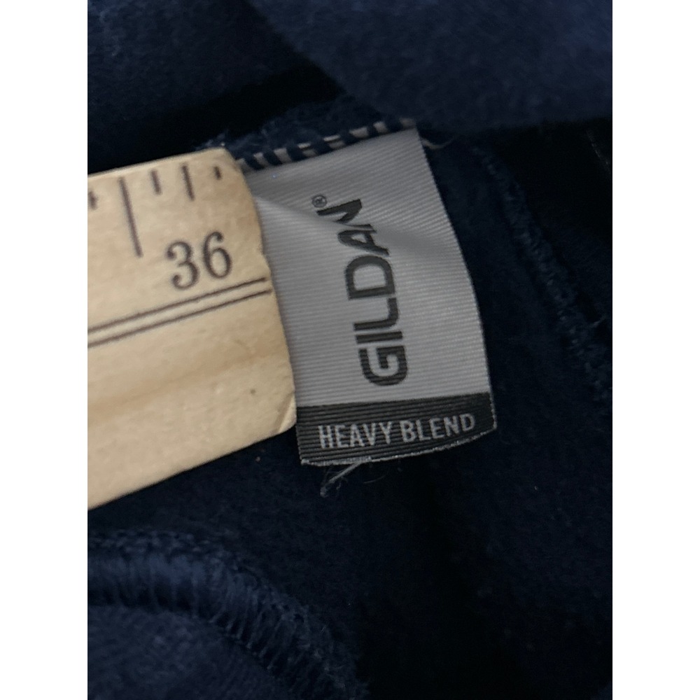 Gilden Navy Blue‎ Hooded Sweatshirt Pullover Hoodie Pocket size M - Picture 9 of 9